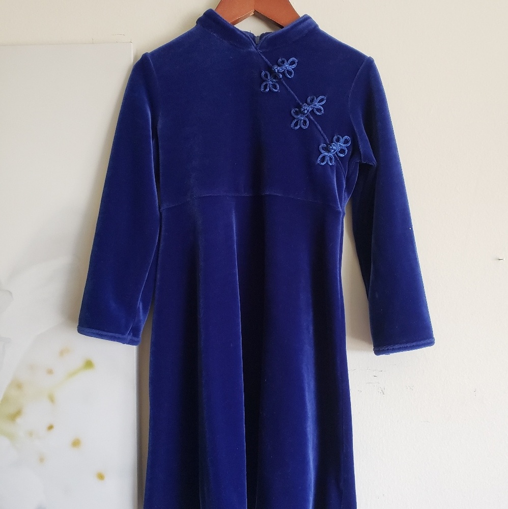 Blue velvet formal dress